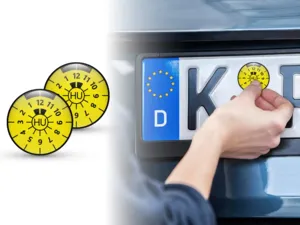 TÜV Plaketten Hauptuntersuchung Nummernschild Gelb